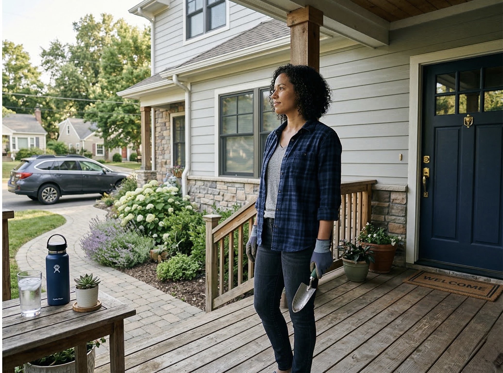 Homeowner on porch with clean water